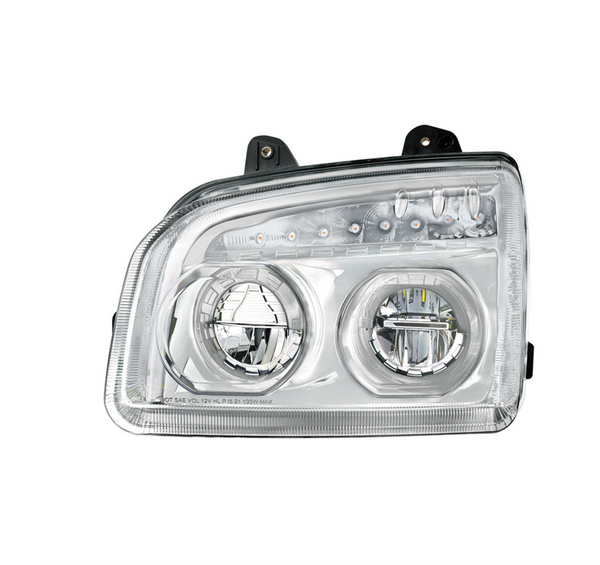 High Power LED Chrome Headlight With LED Turn Signal & Light Bar For 2