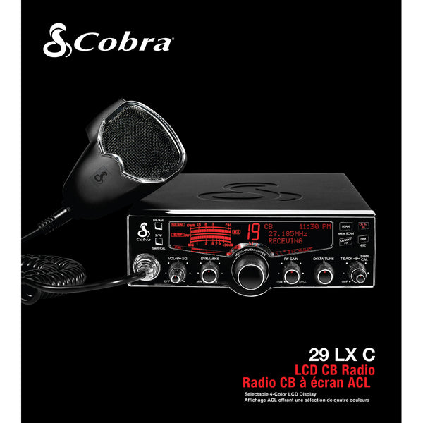 Cobra 29LX, 40 Channel, CB Radio with NOAA Weather and 4 color LCD Dis