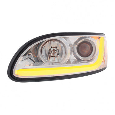 Projection Headlight with Dual Function LED Light Bar fits Peterbilt 325,  330, 335, 337, 340, 348, 382, 384, 386, 387