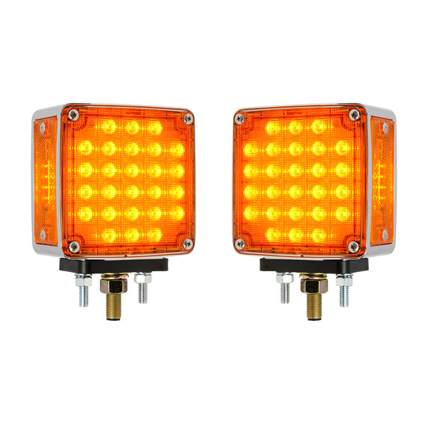 Square Double Face Smart Dynamic Led Pedestal Light Amber/Red
