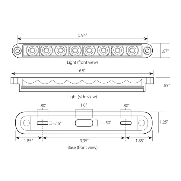 6.5 Surface Mount Pearl Marker & Turn LED Light Bar - Grand