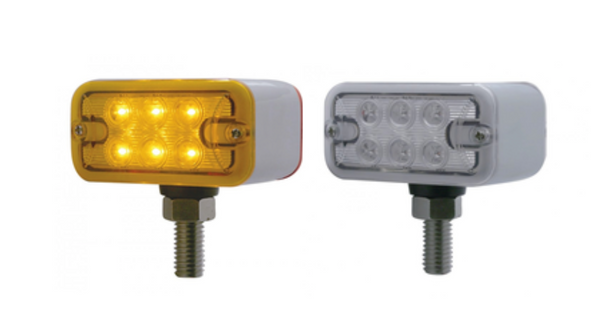 United Pacific 6 LED Dual Function Double Face Light - Amber & Red Lights With Horizontal Bezel For Trucks