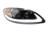Black Headlight Fits International ProStar W/ White/Amber LED Bar Passenger Side