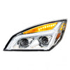 Chrome LED Projection Headlight w/ LED Position Light For 2018+ fits Freightliner Cascadia - Driver