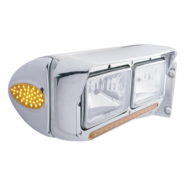 39 LED Teardrop Headlight Turn Signal Light Cover - Amber LED/Amber Le