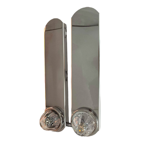 Rear Peterbilt - Rounded-End Compact Style Bracket for 15" Air Cleaner Bracket - (1) WM Light Hole at the bottom (SOLD IN PAIRS)