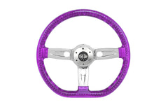 18” Steering Wheel Trasparent Purple Chrome 3-Spoke Chrome Horn But