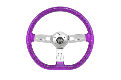18” Steering Wheel Trasparent Purple Chrome 3-Spoke Chrome Horn But