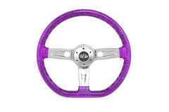 18” Steering Wheel Trasparent Purple Chrome 3-Spoke Chrome Horn But