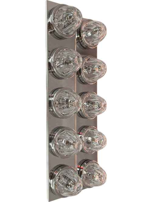 ( No Bulb ) Stainless Front Peterbilt 379/389 15" Air Cleaner Square Style Bracket w/ (3) WM Light Holes Evenly Spaced PAIR