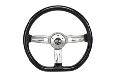 18” Steering Wheel Black Chrome 3-Spoke Chrome Horn Button -Logo