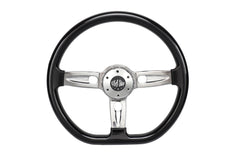 18” Steering Wheel Black Chrome 3-Spoke Chrome Horn Button -Logo