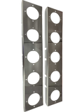 ( No Bulb ) Stainless Front Peterbilt 379/389 15" Air Cleaner Square Style Bracket w/ (3) WM Light Holes Evenly Spaced PAIR