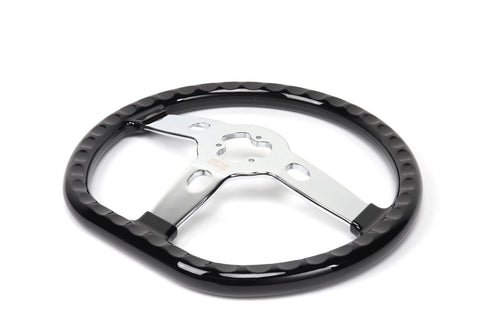 18” Steering Wheel Black Chrome 3-Spoke Chrome Horn Button -Logo