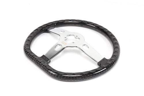 18” Steering Wheel Transparent Black Chrome 3-Spoke Chrome Horn Button -Logo