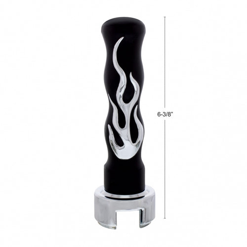 Thread-On Flame Gearshift Knob With Adapter For Eaton Fuller 9/10 Speed - Black With Chrome Flame