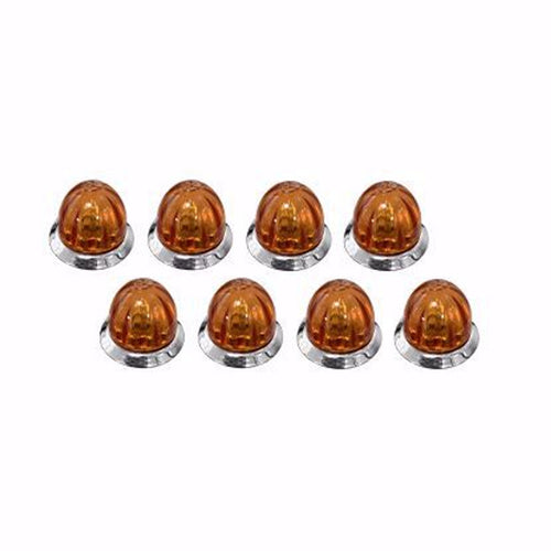 3/4" Mini Watermelon Hero LED Light - Amber Light / Amber Lens, 8 Pack