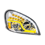 High Power LED Chrome Headlight w/ LED Daytime Running Light & LED Turn Signal For 2008-17 fits Freightliner Cascadia - Passenger
