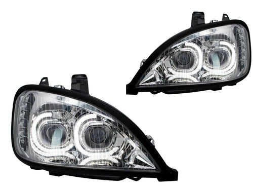 Chrome LED Headlight w/ LED Bar Fits Freightliner Columbia