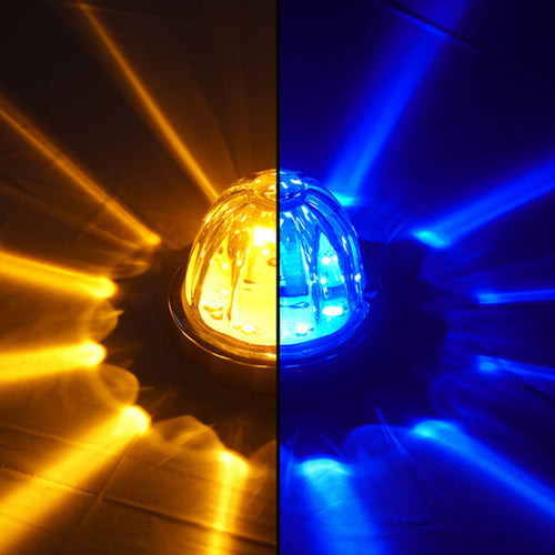 Legendary Extreme Large Glass Watermelon Amber To Blue - Clear 3 Wire Dual Function W/ Aluminum Bezel LED Light - Each