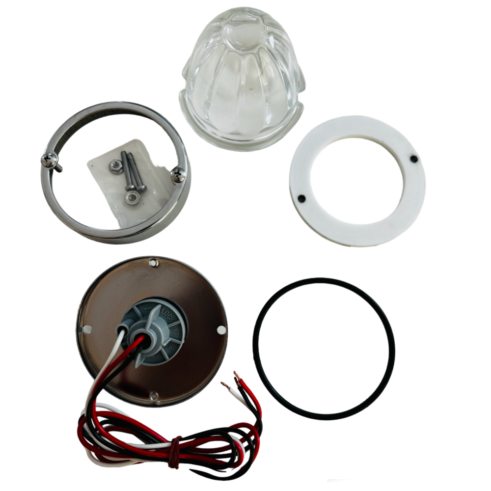 Grand General Flush Mount LED Marker Light Kit – 3.5" Watermelon Glass, 1157 2-Wire, Chrome Housing, DOT Certified