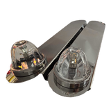 No Bulb ( PAIR) Stainless Front Peterbilt 379/389 - Radius Style Bracket for 15" Air Cleaner Bracket - (1) Watermelon Light Hole at Bottom