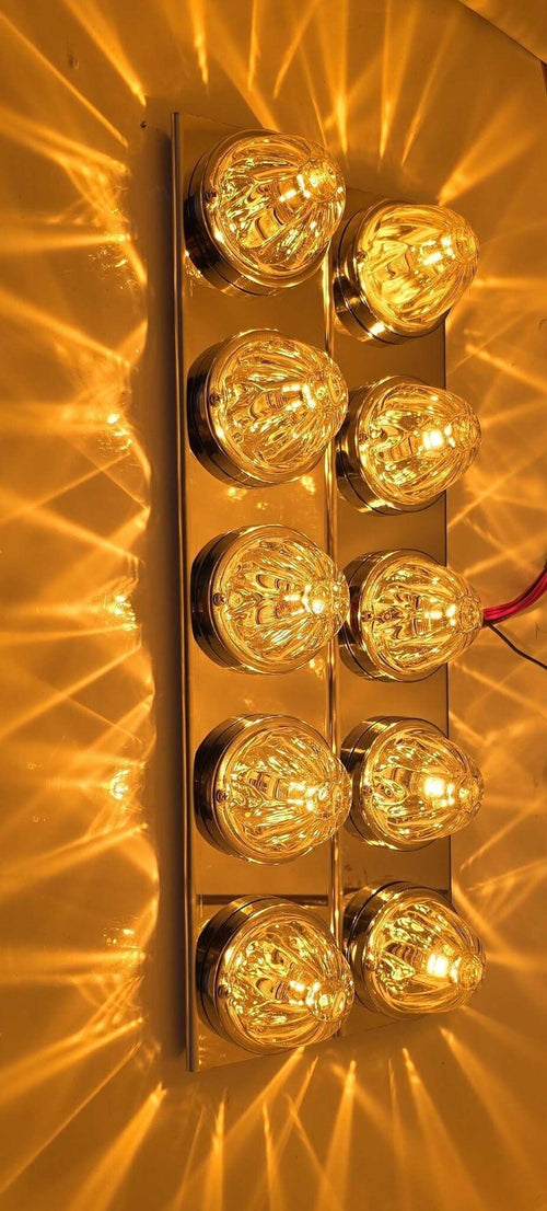 ( No Bulb ) Stainless Front Kenworth - Radius Style Bracket for  15" Air Cleaner - (2) WM Light Holes (SOLD IN PAIRS)