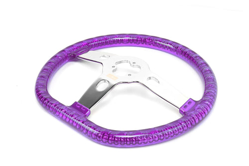 18” Steering Wheel Trasparent Purple Chrome 3-Spoke Chrome Horn But