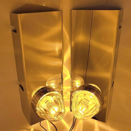 (No Bulb)( PAIR) Stainless Front Kenworth 15" Air Cleaner Round Radius Style Bracket w/ (1) Watermelon Light Hole