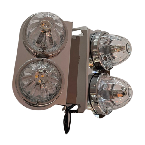 ( No Bulb ) Stainless Front Kenworth - Radius Style Bracket for  15" Air Cleaner - (2) WM Light Holes (SOLD IN PAIRS)