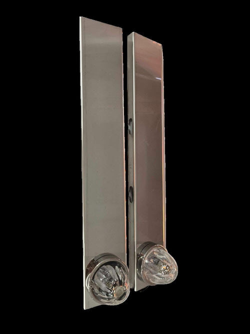 No Bulb ( PAIR )Stainless Front Peterbilt 379/389 - Straight Style Bracket for 15" Air Cleaner Bracket - (1) Watermelon Light Hole at Bottom