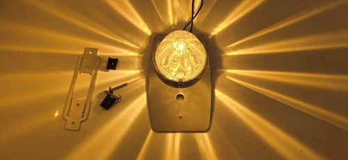 (No Bulb) Stainless Kenworth T680/T880/W900 & Peterbilt 579/589 Headliner Dome Light W/ (1) Watermelon Light Hole (1) Toggle Switch Hole