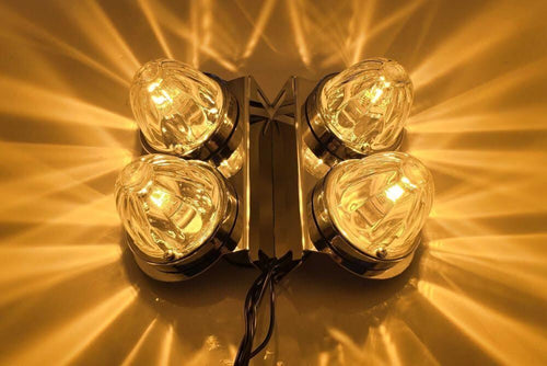 ( No Bulb ) Stainless Front Kenworth - Radius Style Bracket for  15" Air Cleaner - (2) WM Light Holes (SOLD IN PAIRS)