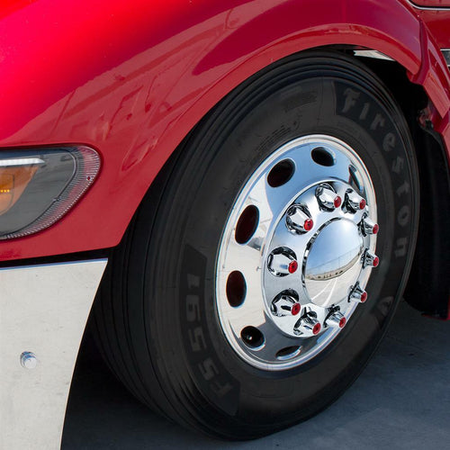 33mm X 2-3/4" Chrome Plastic Nut Covers W/ Flange - Push-On -Red Reflector (20 Pack $36.99