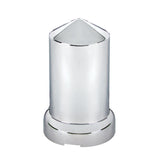 33mm X 3-3/16" Chrome Plastic Pointed Nut Cover With Flange - Push-On