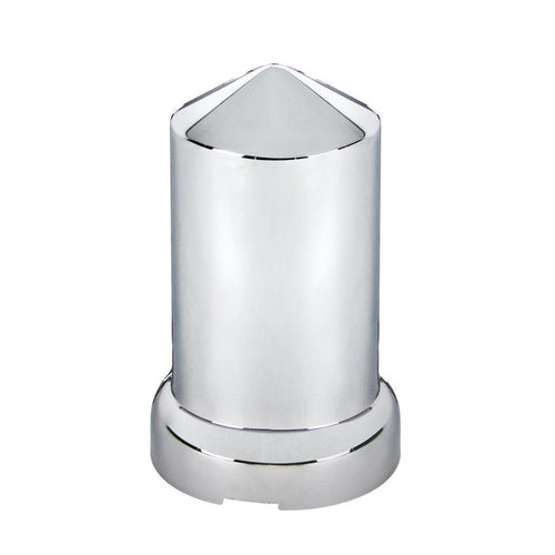 33mm X 3-3/16" Chrome Plastic Pointed Nut Cover With Flange - Push-On