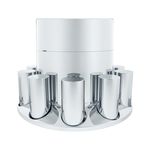 Chrome Plastic Extra Tall Flat Top Rear Axle Cover With 33mm Thread-On Tall Cylinder Nut Covers