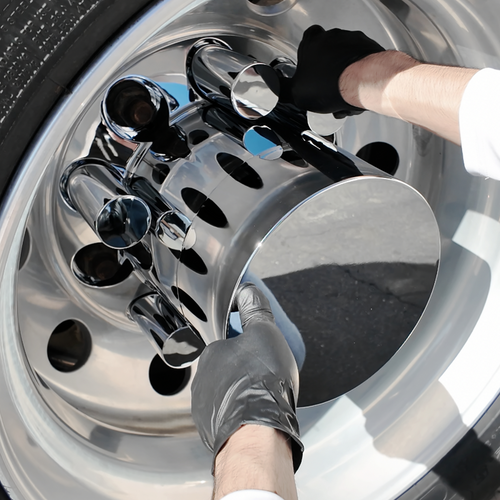 Chrome Plastic Extra Tall Flat Top Rear Axle Cover With 33mm Thread-On Tall Cylinder Nut Covers