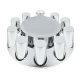 Chrome Plastic Flat Top Front Axle Cover With 33mm Standard Thread-On Tall Cylinder Nut Covers