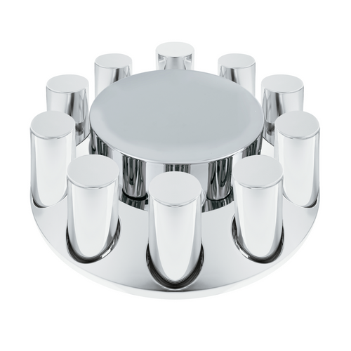 Chrome Plastic Flat Top Front Axle Cover With 33mm Standard Thread-On Tall Cylinder Nut Covers