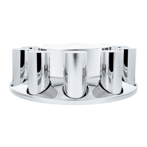 Chrome Plastic Flat Top Front Axle Cover With 33mm Standard Thread-On Tall Cylinder Nut Covers