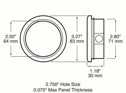 Peterson 2 1/2 inch Mounting Grommet Open Back