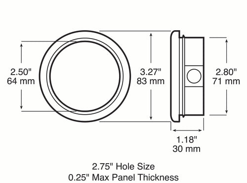 2 1/2 inch Mounting Grommet Closed Back