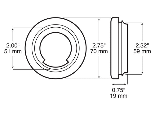 Peterson 2 inch Mounting Grommet Open Back