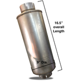 Aluminized Resonator 9” Diameter By 16.50” Overall Length With 5” Inlet/Outlet