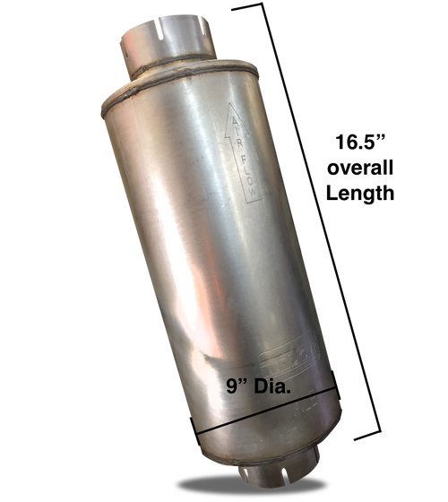 Aluminized Resonator 9” Diameter By 16.50” Overall Length With 5” Inlet/Outlet