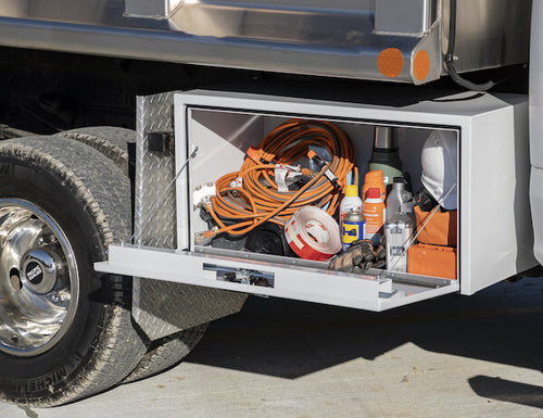 24x24x24 Inch White Steel Underbody Truck Box With 3-Point Latch