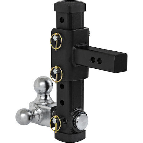 Adjustable Tri-Ball Hitch with Rotating Towing Balls for 2 Inch Hitch Receivers