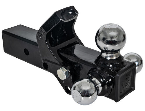 Tri-Ball Hitch with Pintle Hook and Chrome Towing Balls - 2-1/2 Inch Receiver