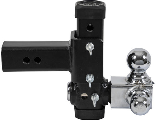 Adjustable Tri-Ball Hitch with Rotating Towing Balls for 2-1/2 Inch Hitch Receivers